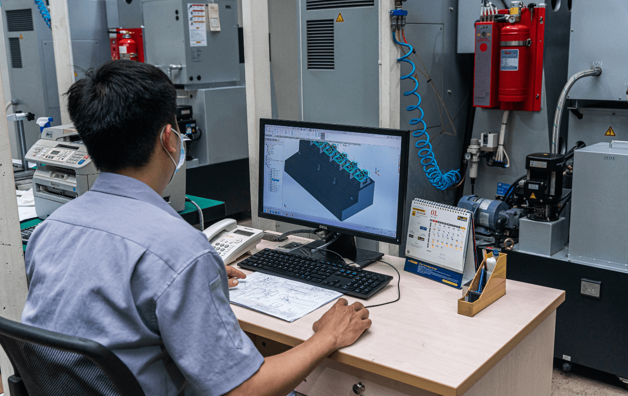 CAM Resources technician working on the mold design 