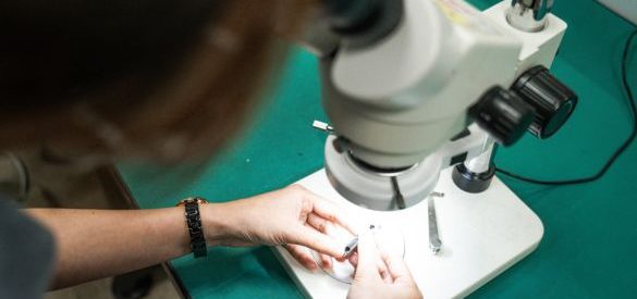 Precision mold being put to the test under the microscope